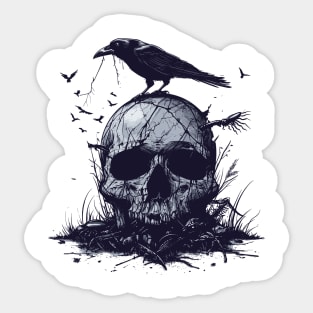 crow on skull Sticker